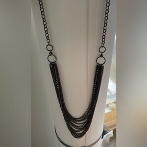Elegant Silver Grey Metal Chain Crystal Necklace